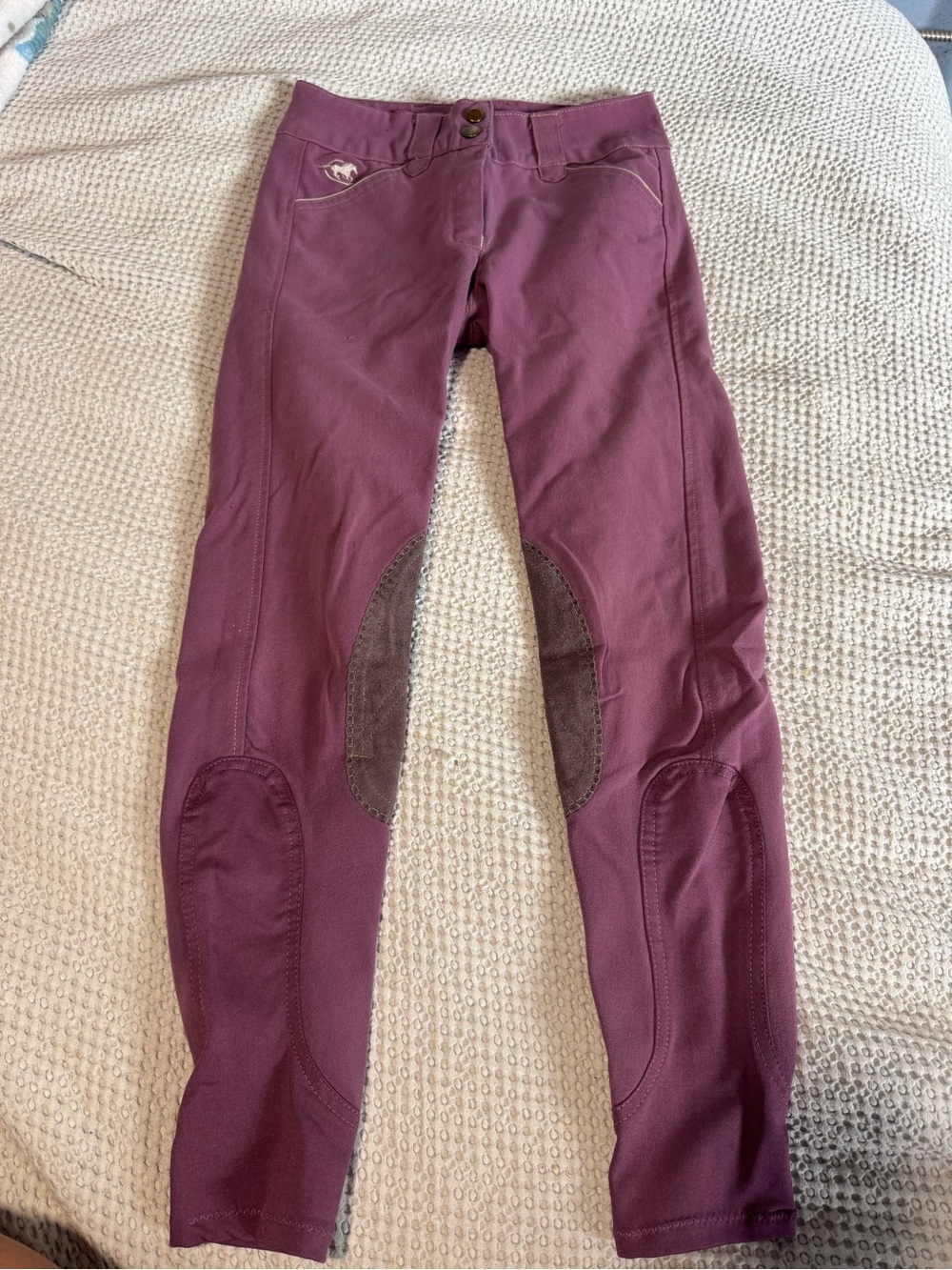 Piper Plum Riding Leggings with Brown Knee Patches